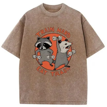 Tokyo-Tiger Raccoons And Opossums Are Working Out Washed T-Shirt