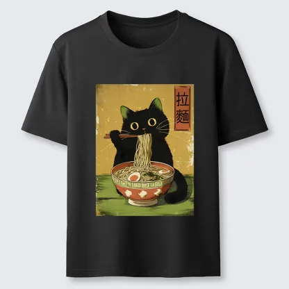 Tokyo-Tiger Vintage Japanese Cat Eating Ramen Classic T-Shirt