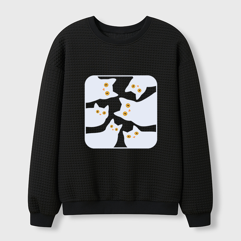 Tokyo-Tiger Cats Are Watching You Waffle Sweatshirt