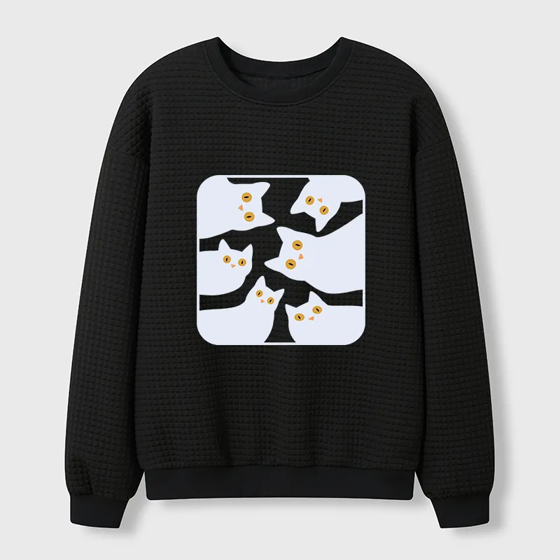 Tokyo-Tiger Cats Are Watching You Waffle Sweatshirt