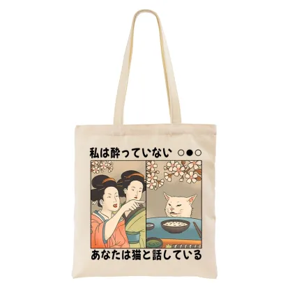 Tokyo-Tiger Japanese Woman Shouting at a Cat Tote Bag