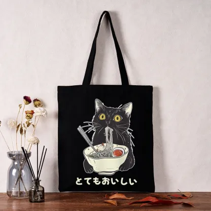 Tokyo-Tiger Cats Eat Ramen Noodles Tote Bag