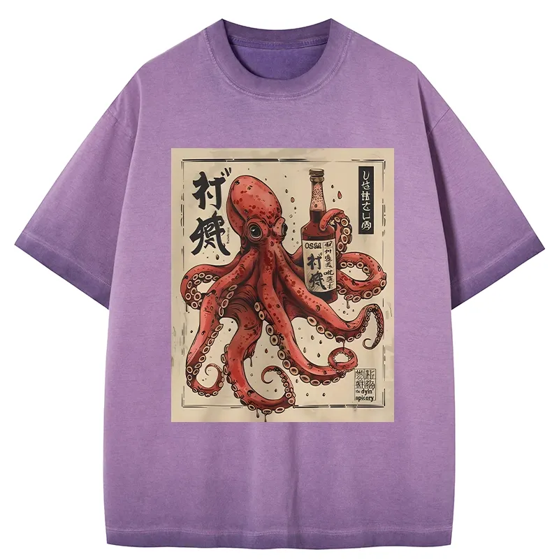Tokyo-Tiger Osaka Saké Octopus Gradient Washed T-Shirt