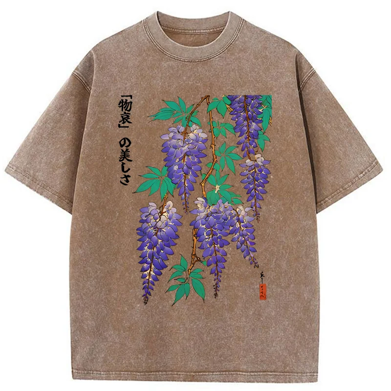 Tokyo-Tiger Wisteria Flowers Washed T-Shirt