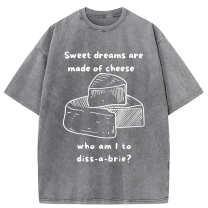 Tokyo-Tiger Cheese Music Funny Washed T-Shirt