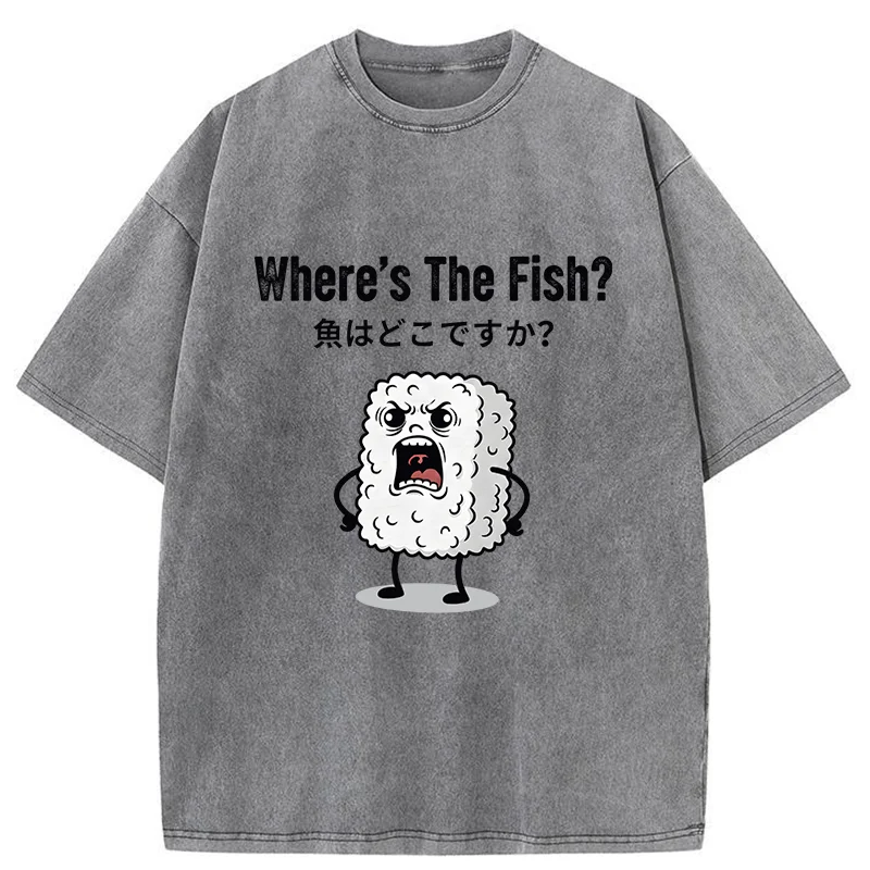 Tokyo-Tiger Rice Balls In Search Of Fish Washed T-Shirt
