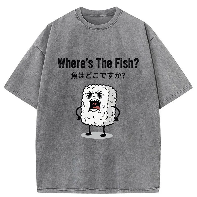 Tokyo-Tiger Rice Balls In Search Of Fish Washed T-Shirt