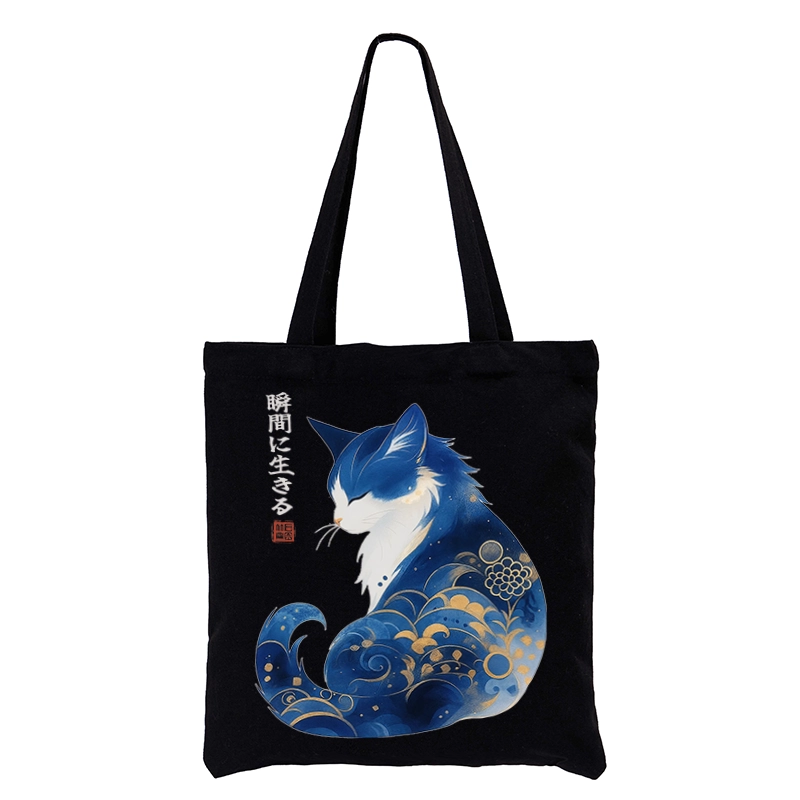 Tokyo-Tiger Retro Zen Cat: Living the Present Tote Bag