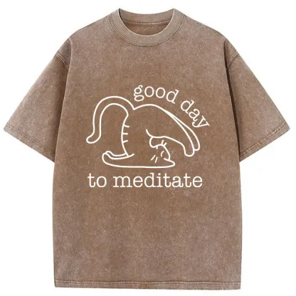 Tokyo-Tiger Cats Doing Yoga Washed T-Shirt