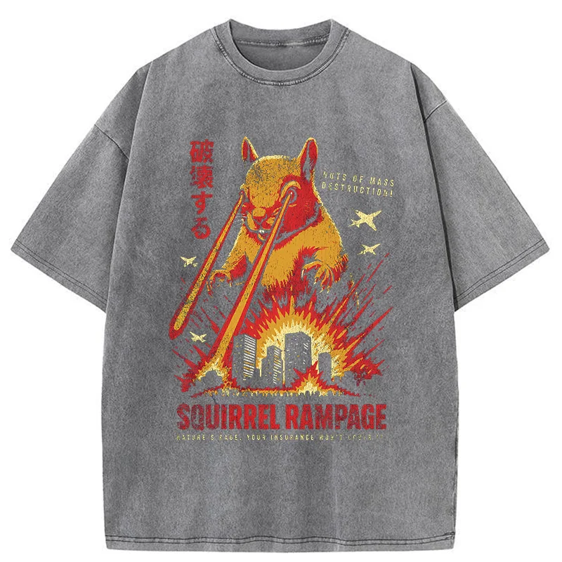 Tokyo-Tiger Squirrel Monster Funny Washed T-Shirt