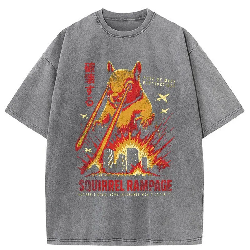 Tokyo-Tiger Squirrel Monster Funny Washed T-Shirt