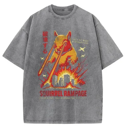 Tokyo-Tiger Squirrel Monster Funny Washed T-Shirt