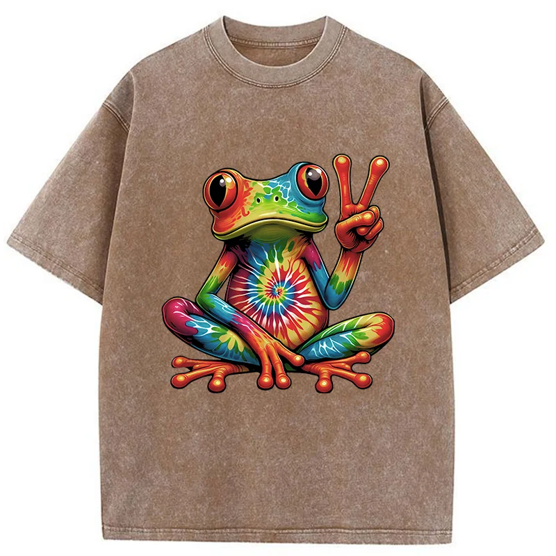 Tokyo-Tiger Psychedelic Frog Washed T-Shirt