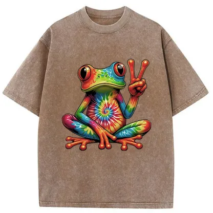 Tokyo-Tiger Psychedelic Frog Washed T-Shirt