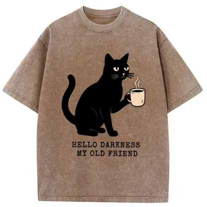 Tokyo-Tiger Hello Black Cat Washed T-Shirt