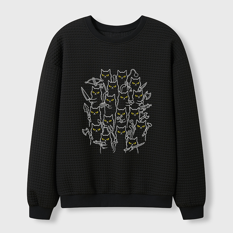 Tokyo-Tiger Various Branches Of The Cat Army Waffle Sweatshirt