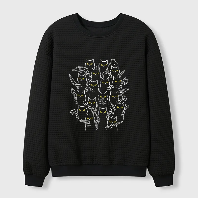 Tokyo-Tiger Various Branches Of The Cat Army Waffle Sweatshirt
