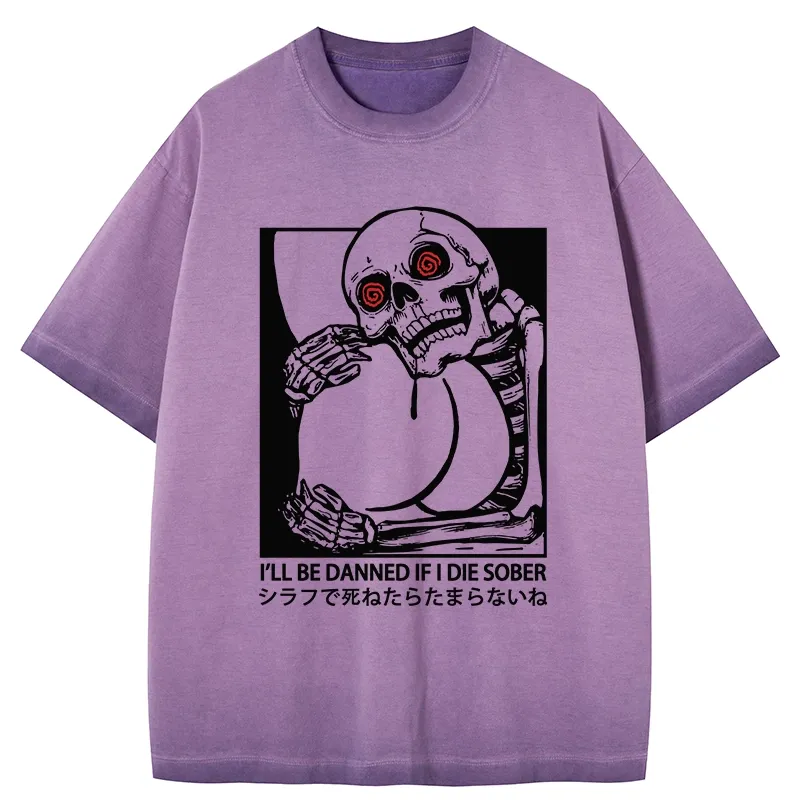 Tokyo-Tiger I'll Be Danned If I Die Sober Gradient Washed T-Shirt