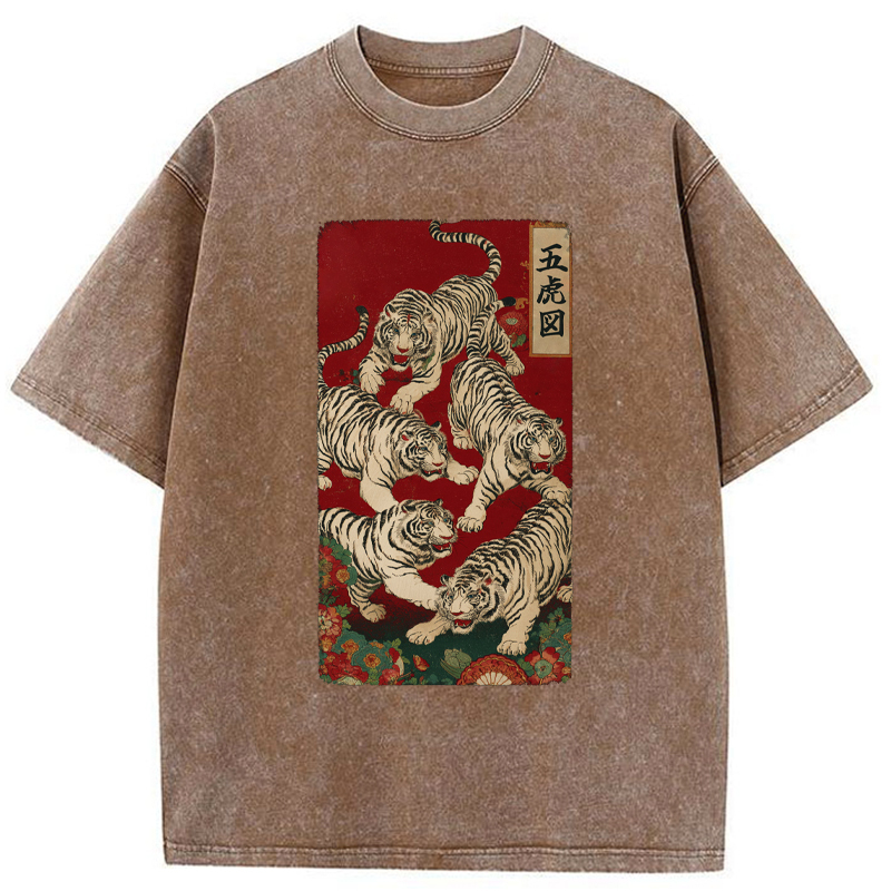 Tokyo-Tiger The Five Fierce Tigers Washed T-Shirt