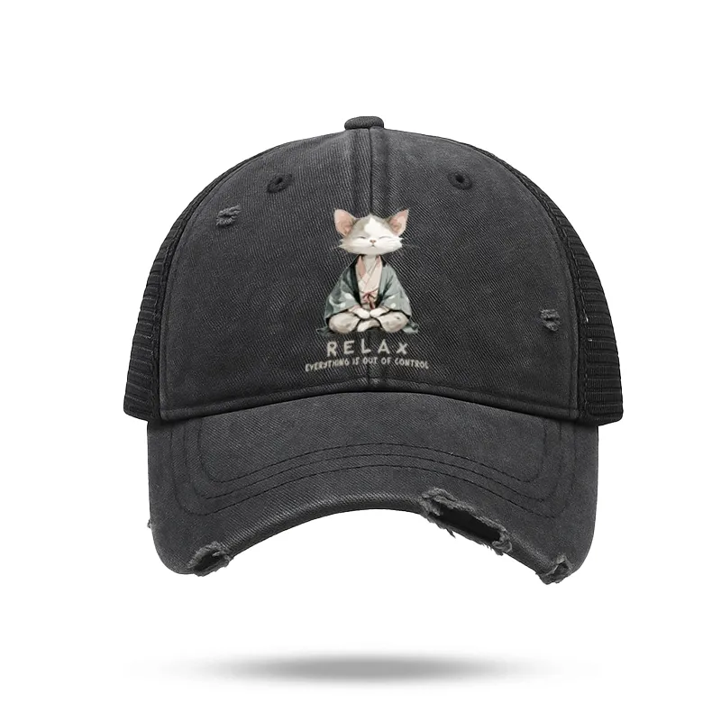 Tokyo-Tiger Zen Cat Relaxation，Everything's Out Of Control Trucker Cap