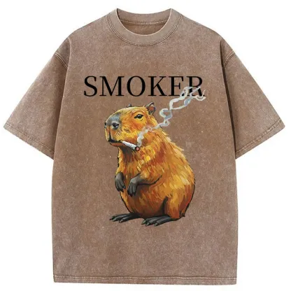 Tokyo-Tiger Obese Smokers Washed T-Shirt