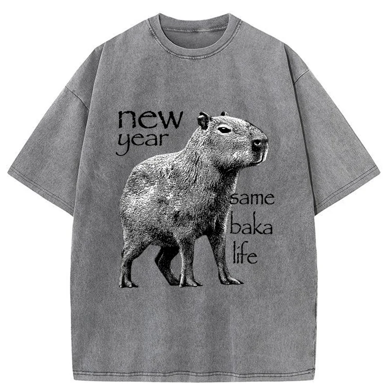 Tokyo-Tiger Different Year Same Stupidity Washed T-Shirt