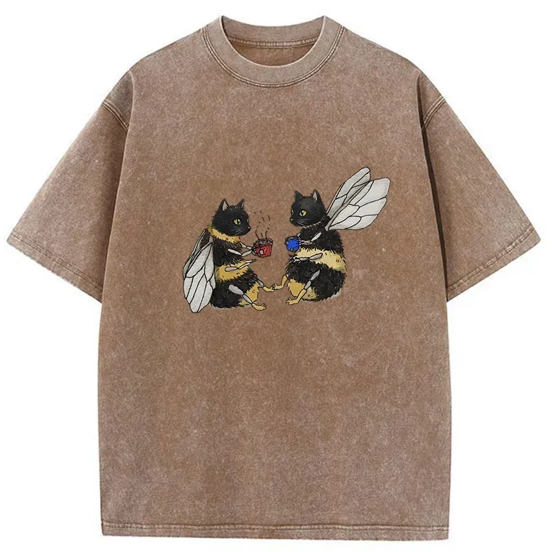 Tokyo-Tiger CatBees' Tea Party Washed T-Shirt