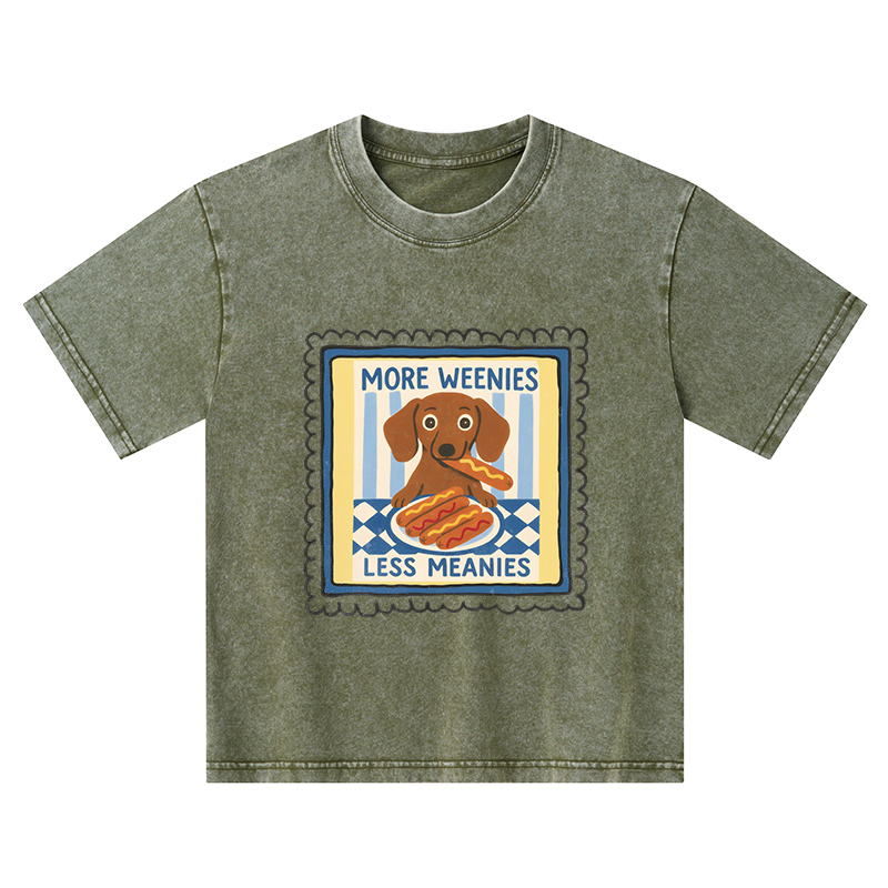 Tokyo-Tiger More Weenies Less Meanies Kids Washed T-Shirt