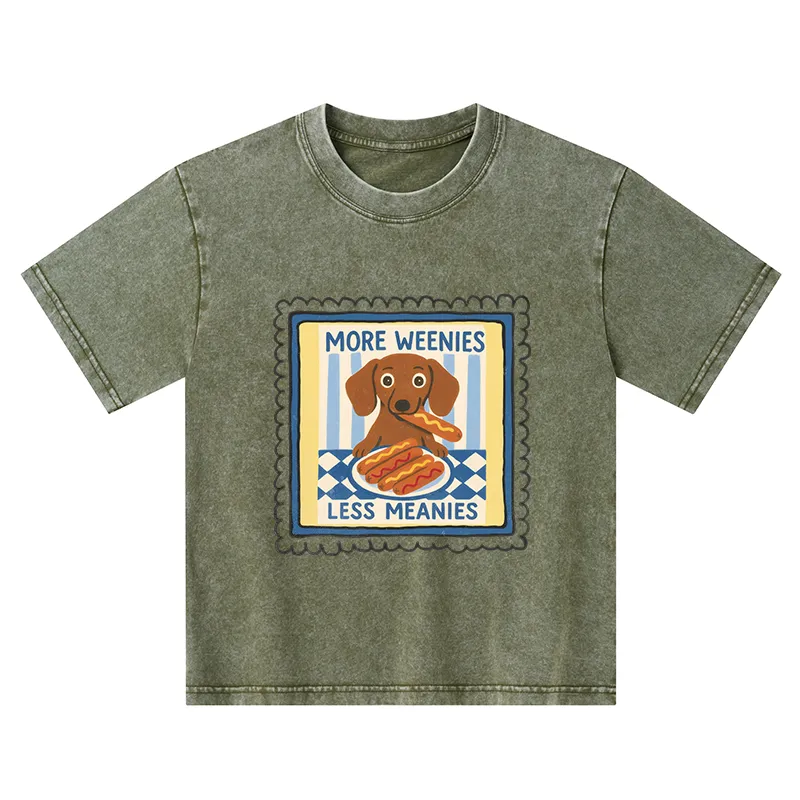 Tokyo-Tiger More Weenies Less Meanies Kids Washed T-Shirt