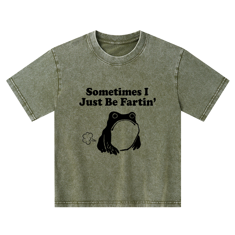 Tokyo-Tiger Farting Frog Japanese Kids Washed T-Shirt