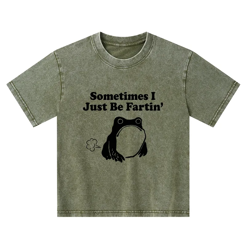 Tokyo-Tiger Farting Frog Japanese Kids Washed T-Shirt