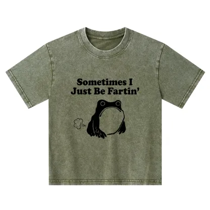 Tokyo-Tiger Farting Frog Japanese Kids Washed T-Shirt