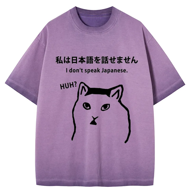 Tokyo-Tiger I Don't Speak Japanese Gradient Washed T-Shirt