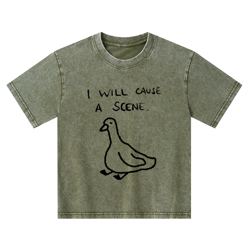 Tokyo-Tiger Stupid Goose Funny Japan Retro Kids Washed T-Shirt