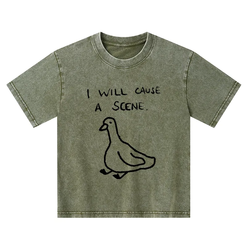 Tokyo-Tiger Stupid Goose Funny Japan Retro Kids Washed T-Shirt