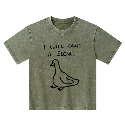 Tokyo-Tiger Stupid Goose Funny Japan Retro Kids Washed T-Shirt