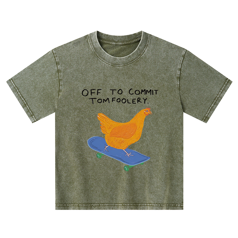 Tokyo-Tiger Chicken Was About To Do Something Bad Kids Washed T-Shirt
