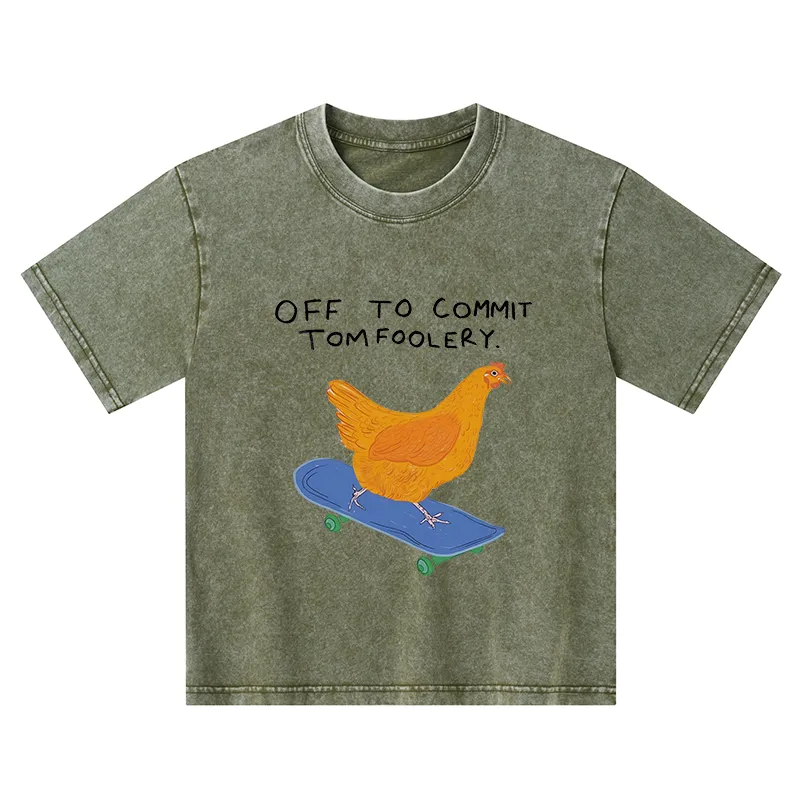 Tokyo-Tiger Chicken Was About To Do Something Bad Kids Washed T-Shirt