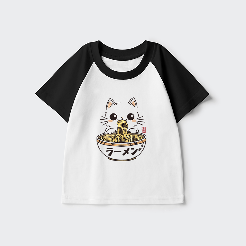 Tokyo-Tiger Purramen Time Kids Raglan T-shirt