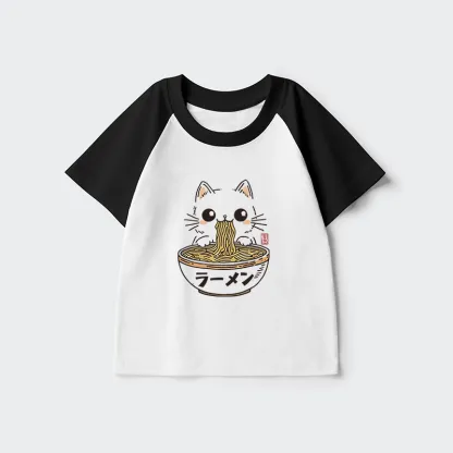 Tokyo-Tiger Purramen Time Kids Raglan T-shirt