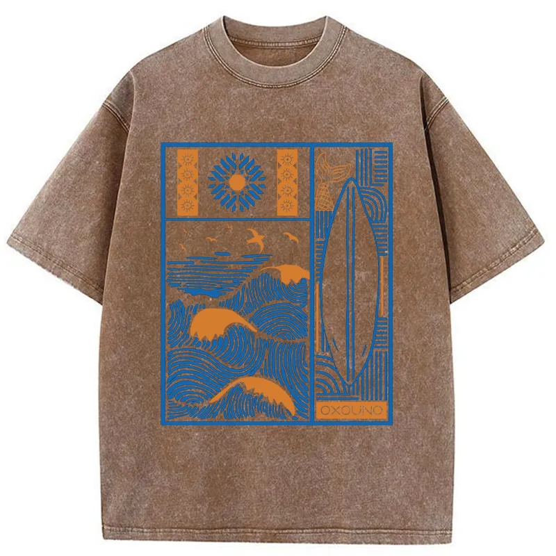 Tokyo-Tiger Minimalist Art Washed T-Shirt