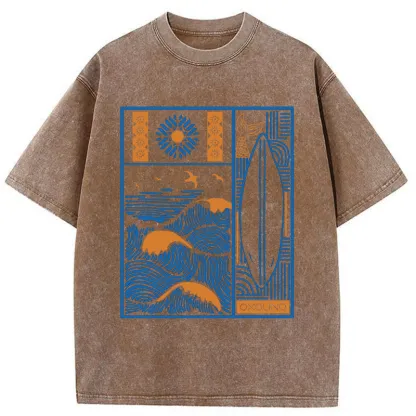 Tokyo-Tiger Minimalist Art Washed T-Shirt
