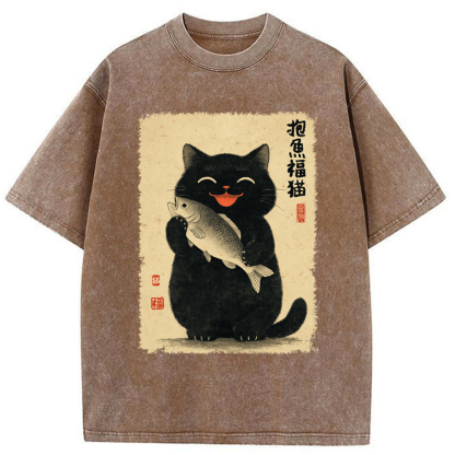 Tokyo-Tiger A Lucky Cat’s Catch Washed T-Shirt