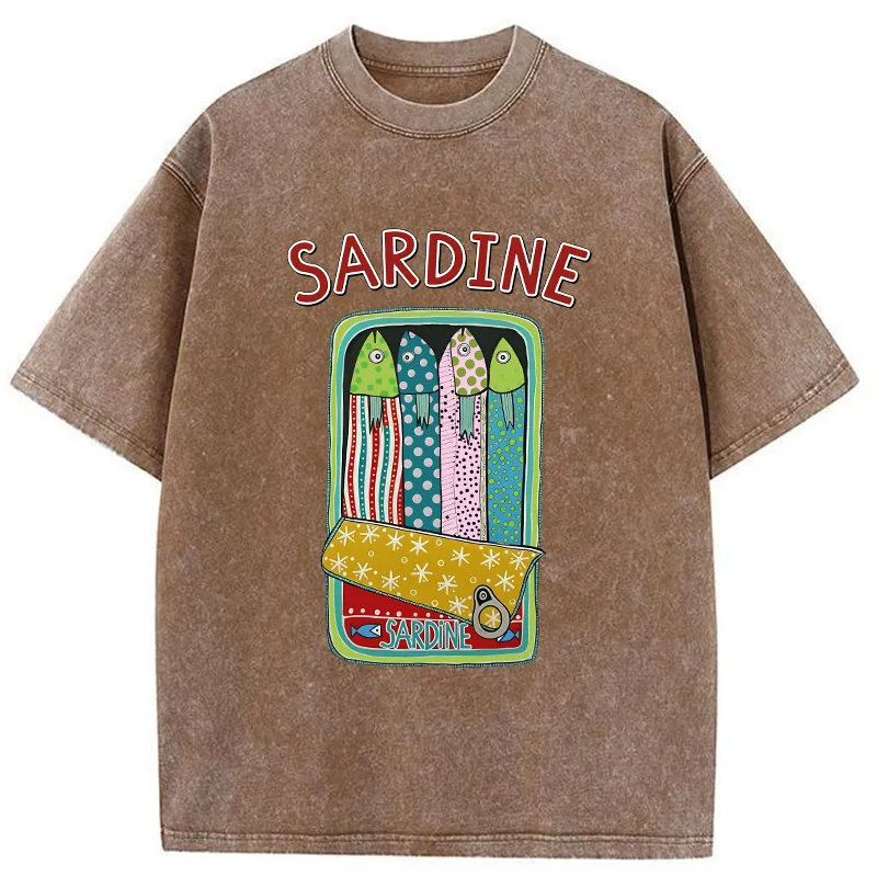 Tokyo-Tiger Colorful Sardines Washed T-Shirt