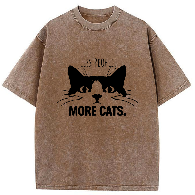 Tokyo-Tiger Less People More Cats Funny Washed T-Shirt
