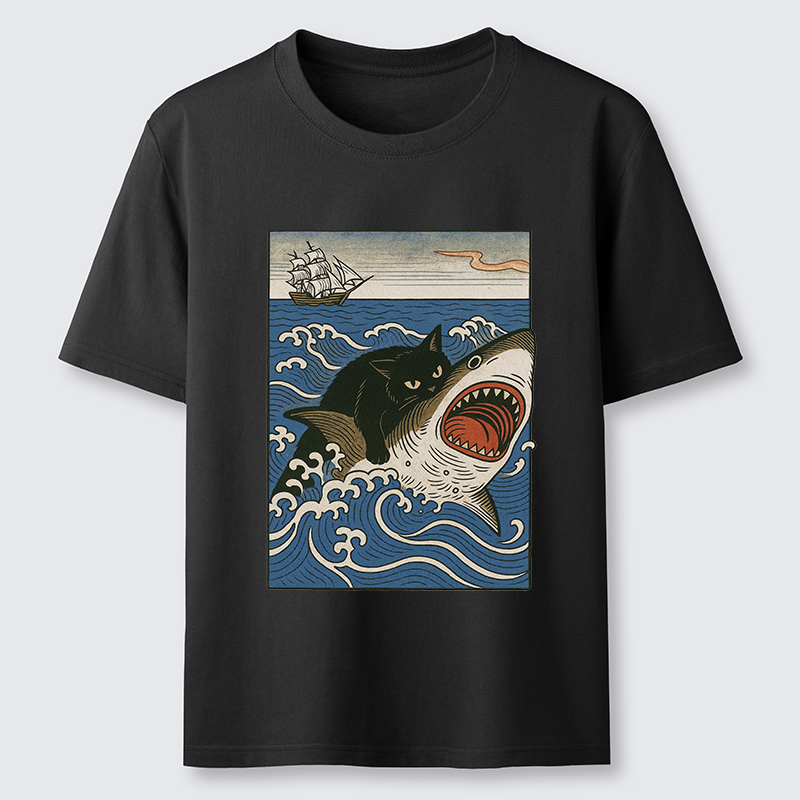 Tokyo-Tiger Cat Hunting Shark Classic T-Shirt