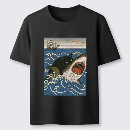 Tokyo-Tiger Cat Hunting Shark Classic T-Shirt