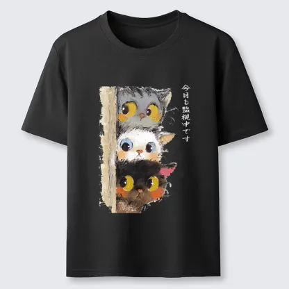 Tokyo-Tiger Three Cats Secretly Monitor Their Owner Classic T-Shirt