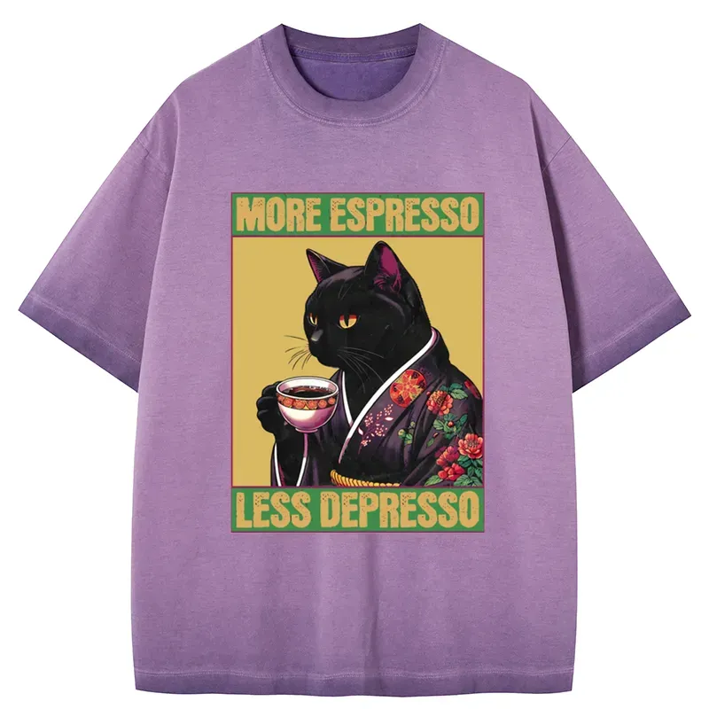 Tokyo-Tiger Up Caffeine Down Depression Gradient Washed T-Shirt