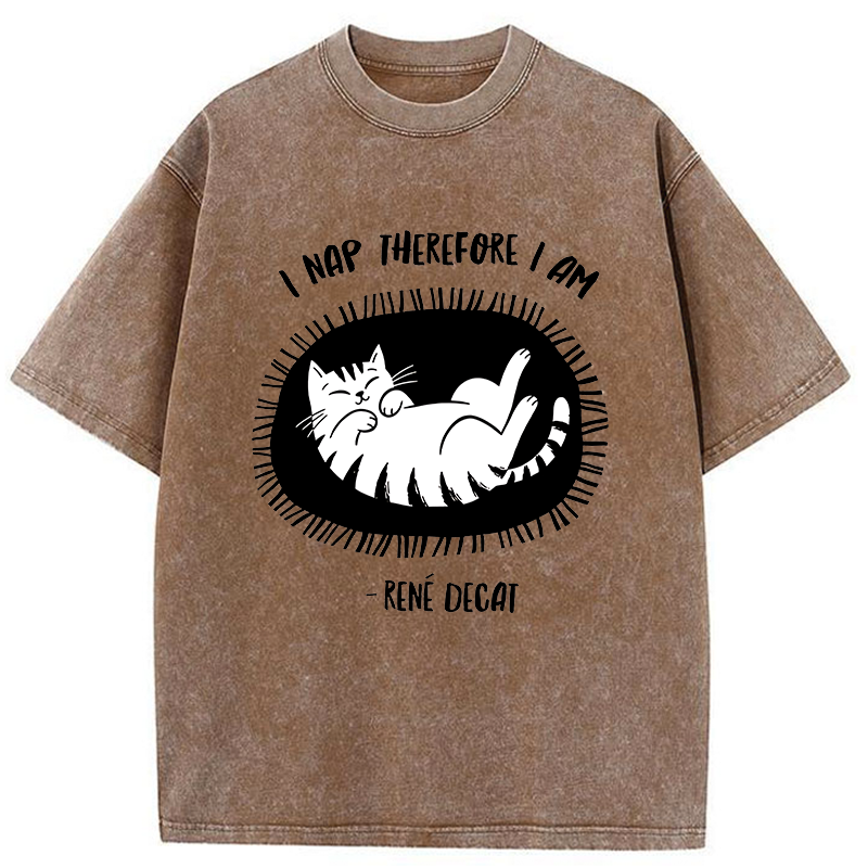 Tokyo-Tiger Cat Staying In Its Nest Washed T-Shirt